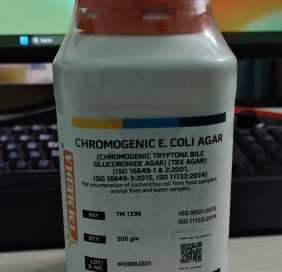 Môi trường nuôi cấy vi sinh TBX AGAR (CHROMOGENIC E. COLI AGAR) -TM 1339 (Chai 500g)