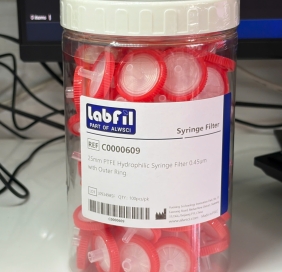 Đầu lọc nhựa syringe PTFE Hydrophilic 25mm 0.45um Hộp/100c, hiệu Labfil (ALWSCI) C0000609