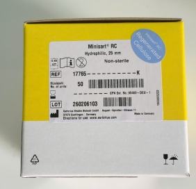 Đầu lọc mẫu RC25, chất liệu Cellulose tái sinh, cỡ lỗ 0.45, đk 25mm, 50 cái/hộp