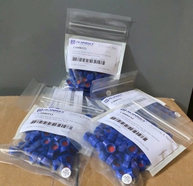 C0000153	Nắp vặn kín vial 2ml , màu xanh 9-425, septa không rãnh 9mm PTFE red /Silicone white 1mm, gói/100 cái, ALWSCI, H/100c	