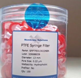 Đầu lọc SFPTFE013022NBA (Đầu lọc sắc ký PTFE KỊ NƯỚC 13mm, lỗ lọc 0.22um, hộp 100 cái, Membrane solutions)