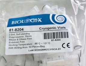Lọ trữ lạnh cryotube 2.0ml, tiệt trùng, trữ lạnh -86oC, hấp 121oC, đứng được, có ron, code: 81-8204, 50 cái/gói (Hộp 10 gói), HSX: Biologix, xuất xứ:TQ